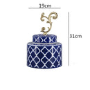 GobekUsa Blue & White Porcelain Covered Vase Jar: Retro Chinese Home Decor Flower Arrangement & Organization