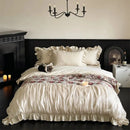 GobekUsa Chic Flowers Jacquard Cotton Bedding Set with Ruffles