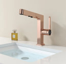 GobekUsa LED Basin Faucet Rose Gold Pull Out Water Mixer Sink Tap