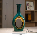 GobekUsa Gold Ceramic Vase with Artificial Flowers | Table Decoration | Room Aesthetic Decor