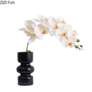 GobekUsa Black Glass Vase with Artificial Flowers for Stylish Room Decor