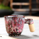 GobekUsa Ceramic Latte Mug with Wooden Handle for Coffee and Tea Menstruum