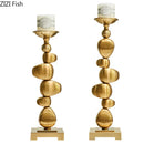GobekUsa Golden Alloy Stone Pile Candle Holder Ornament Home Aroma Container