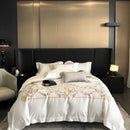 GobekUsa Egyptian Cotton Bedding Set: Queen King Ru Size Duvet Cover, Sheet, Pillowcase White