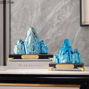 GobekUsa Ceramic Mountain Sculpture Decor - Golden/Silver Landscape Ornament