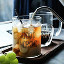 GobekUsa Good Morning Glass Mug - Transparent Tumbler with Handle