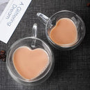 GobekUsa Heart Glass Mug Set: Double Wall Couple Cups for Tea, Coffee, Beer - Gift Drinkware