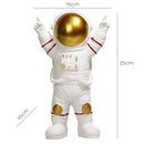 GobekUsa Astronaut Figurines: Modern Spaceman with Moon Sculpture, Perfect Gift for Man & Boyfriend
