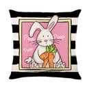 GobekUsa Easter Bunny Rabbit Linen Cushion Cover 45x45cm - Flower Print Festival Pillowcase