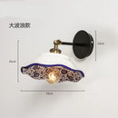 GobekUsa Blue White Porcelain Wall Lamp: Modern Ceramic Sconces for Living Room, Bedroom, Bathroom