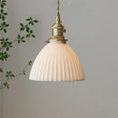 GobekUsa Ceramic LED Pendant Light Fixture with Adjustable Wire, Brass Knob Switch
