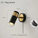 GobekUsa Adjustable Nordic LED Wall Lamp for Bedroom, Modern Minimalist Rotating Light