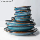 GobekUsa Beautiful Blue Ceramic Bowl Kiln Dinnerware Dish