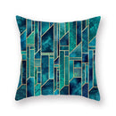 GobekUsa Geometric Leaf Flower Pillowcase Teal Blue Sofa Car Home Decor Throw Cover