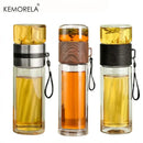GobekUsa 400ML Double-Layer Glass Tea Infuser Bottle - High Borosilicate Tumbler Set