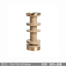 GobekUsa Luxe Brown Travertine Marble Candle Holder with Metal Base