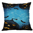 GobekUsa Halloween Pumpkin Ghost Bat Linen Pillow Cover for Sofa Decor