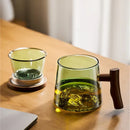 GobekUsa Glass Tea Cup Set with Wood Handle: High Quality & Heat Resistant Puer Cups