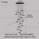 GobekUsa Golden Black LED Long Chandelier for Home, Restaurant, and Cafe