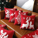 GobekUsa Christmas Embroidered Cotton Canvas Pillow Covers Snowflake Elk Decor