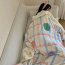 GobekUsa Cartoon Lamb Wool Blanket - Thick, Printed Coral Fleece Sofa Cover