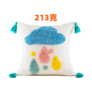 GobekUsa Boho Yellow Rainbow Star Moon Tassel Cushion Cover 45x45cm