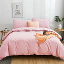 GobekUsa Cotton 4pcs Bedding Set Double Queen Solid Color Duvet Cover Flat Bed Sheet