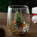 GobekUsa Double Wall Glass Mug - Festive Heat-Resistant Cup for Coffee or Water
