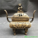 GobekUsa Double Dragon Lion Incense Burner: Antique Bronze Aromatherapy Stove Craft Ornament
