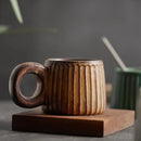 GobekUsa Handmade Nordic Ceramic Mug with Ring Handle - Retro Style
