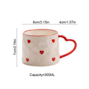 GobekUsa Love Heart Ceramic Mug: Hand-Painted Coffee Cup for Valentine's Day Gift