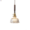 GobekUsa Glass LED Pendant Lamp Walnut Wood Copper Switch Nordic Hanging Light