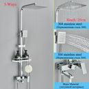 GobekUsa Black Brass Shower Faucet Set with Rotatable Tub Spout and Rain Shower Column