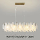 GobekUsa Gold Feather Chandelier LED Pendant Light for Home Decor
