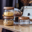 GobekUsa Glass Spice Jar with Acacia Wood Lid, 10oz Airtight Storage Container