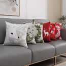 GobekUsa Christmas Snowflake Deer Cushion Cover Green Red Square Embroidery Pillow Case 45x45cm