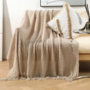 GobekUsa Geometric Knit Sofa Blanket with Tassel - Dust-Proof Bedspread and Leisure Throw