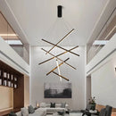 GobekUsa Black Stair LED Chandelier: Modern Long Line Ceiling Pendant Light for Hall Living Room
