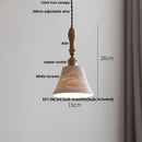 GobekUsa LED Pendant Light Ash Wood White Ceramic Japanese Style Hanging Lamp