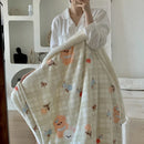 GobekUsa Cartoon Lamb Wool Blanket - Thick, Printed Coral Fleece Sofa Cover