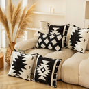 GobekUsa Geometric Embroidered Cushion Cover - Modern Black & White Pillowcase for Home Sofa