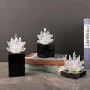 GobekUsa Crystal Lotus Tabletop Decoration with Black Base