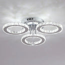 GobekUsa Crystal Chandelier 3Rings Chrome Pendant Light for Bedroom Living Room