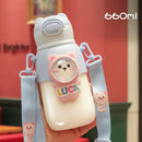 GobekUsa Kids Cute Cartoon Water Cup with Portable Strap - BPA-Free Student Sippy Cup
