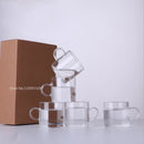 GobekUsa 2PC 120ml Glass Handle Coffee Cup Tea Mug Set for Milk Beer Juice