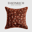 GobekUsa Embroidered Geometry Pillow Case | Brick Red Retro Design | Sofa Cushion Cover