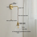 GobekUsa Glass Copper LED Wall Lights with Knob Switch, Modern Bedside Lamp
