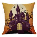 GobekUsa Halloween Pumpkin Ghost Bat Linen Pillow Cover for Sofa Decor