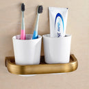 GobekUsa Antique Bronze Bathroom Accessory Set: Shelf, Towel Rack, Holder, Brush, Hanger, Hook