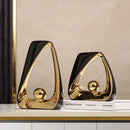 GobekUsa Geometric Triangles Golden Ball Skeleton Sculpture: Abstract Home Decor Figurine